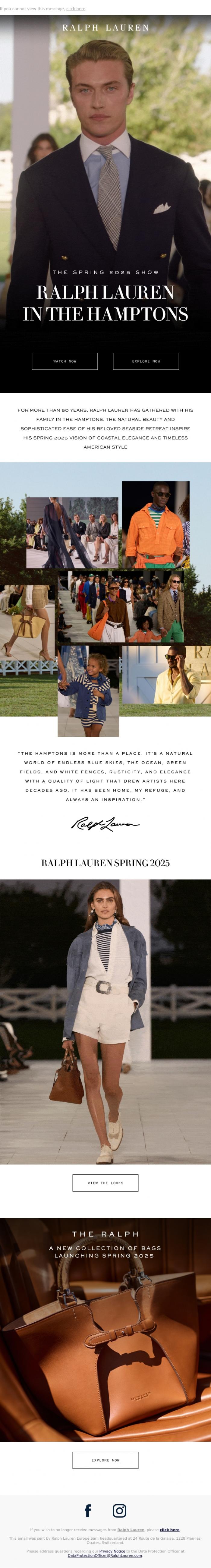 Email Design Inspiration from Ralph Lauren UK, The Spring 2025 Show