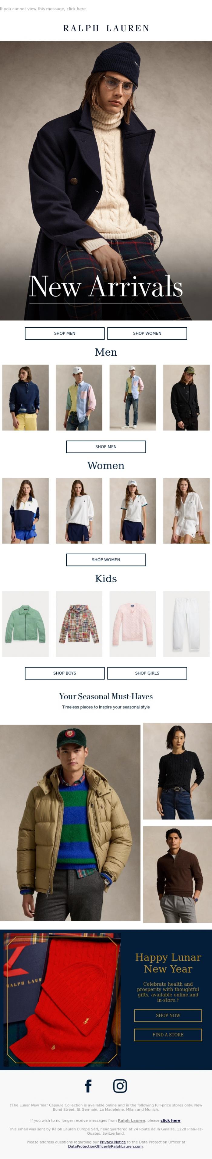 Email Design Inspiration from Ralph Lauren UK, New Year, New Looks
