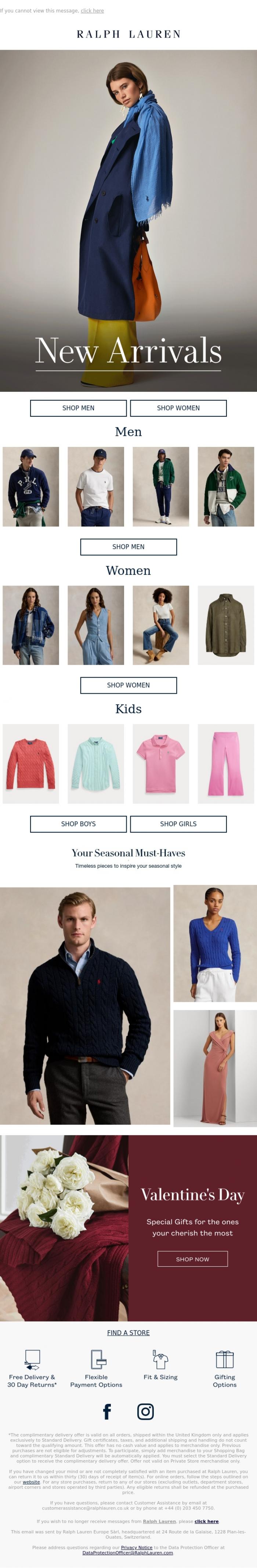 Email Design Inspiration from Ralph Lauren UK, Explore Our Latest February Arrivals