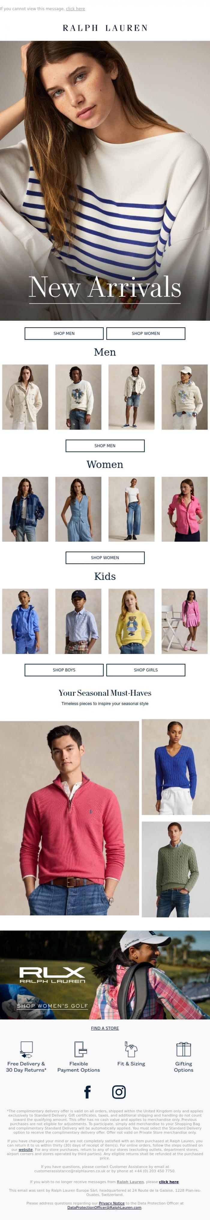 Email Design Inspiration from Ralph Lauren UK, Discover the Latest Spring Styles