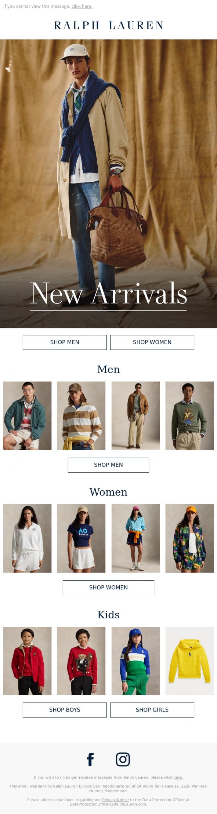 Email Design Inspiration from Ralph Lauren UK, New Year, New Arrivals