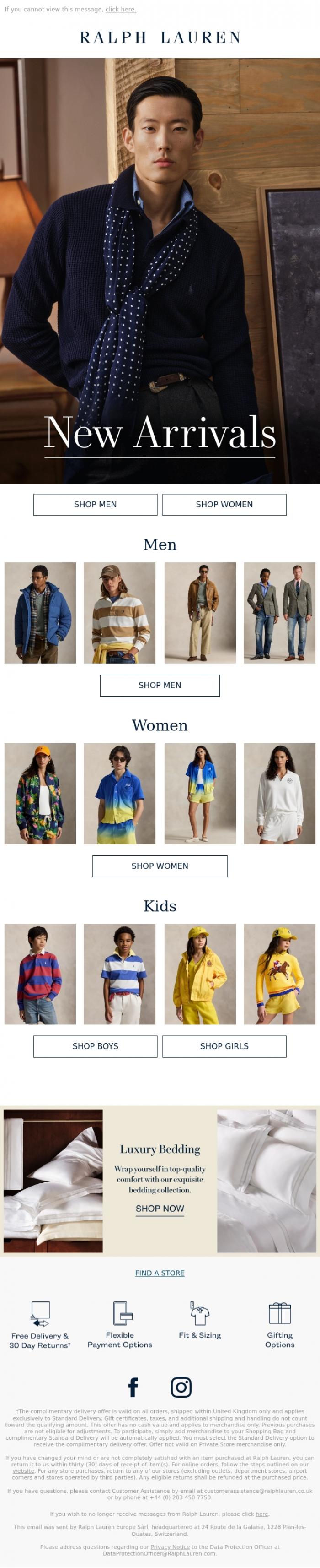 Email Design Inspiration from Ralph Lauren UK, New Season, New Favourites