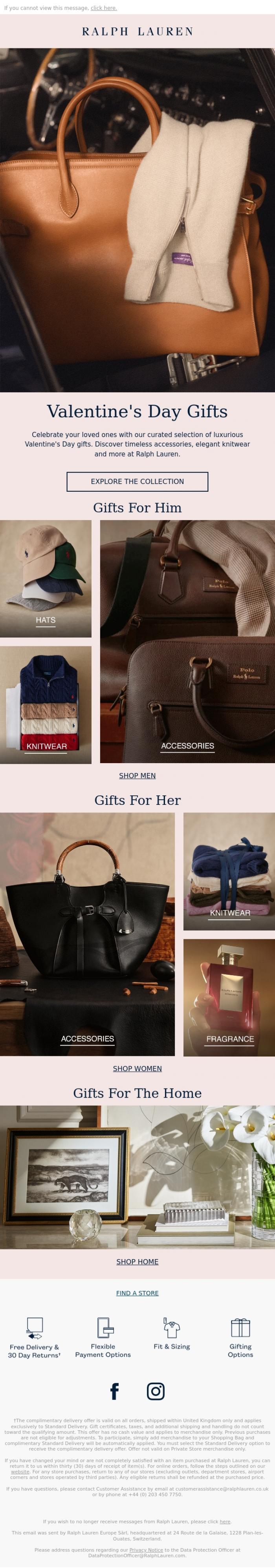 Email Design Inspiration from Ralph Lauren UK, Discover Our Valentine's Day Gift Collection