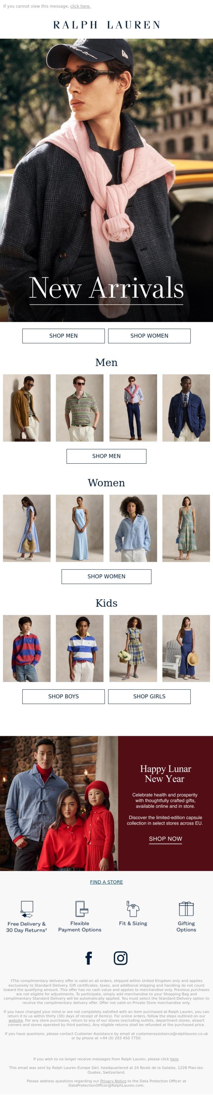 Email Design Inspiration from Ralph Lauren UK, Just In: Must-have Layers for Spring