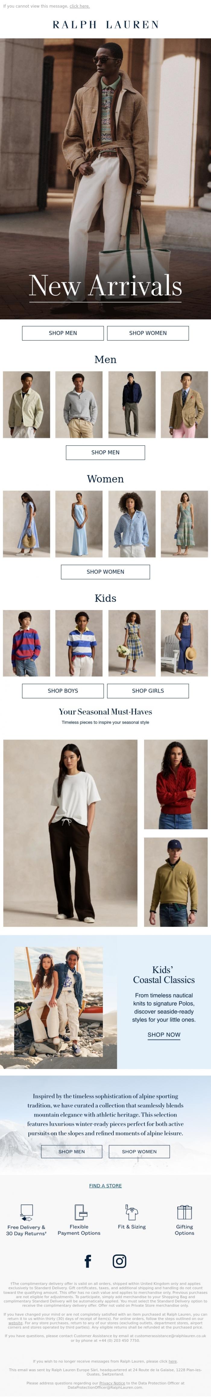 Email Design Inspiration from Ralph Lauren UK, New In: Style that Moves Between Seasons