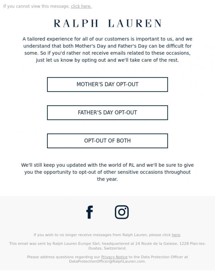 Email Design Inspiration from Ralph Lauren UK, We're Here to Help You Refine Your RL Communications