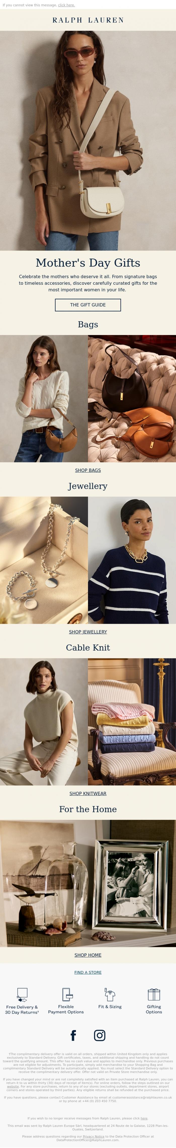 Email Design Inspiration from Ralph Lauren UK, Curated Mother's&nbsp;Day&nbsp;Gifts&nbsp;