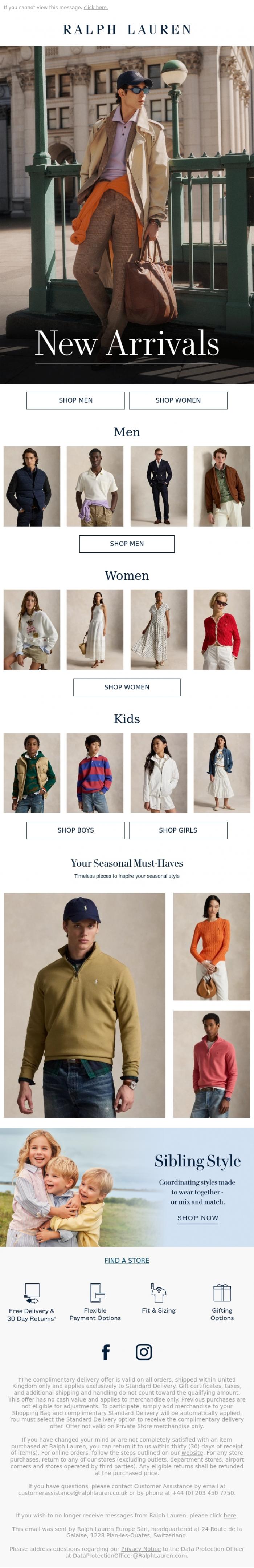 Email Design Inspiration from Ralph Lauren UK, Most-Anticipated New Arrivals