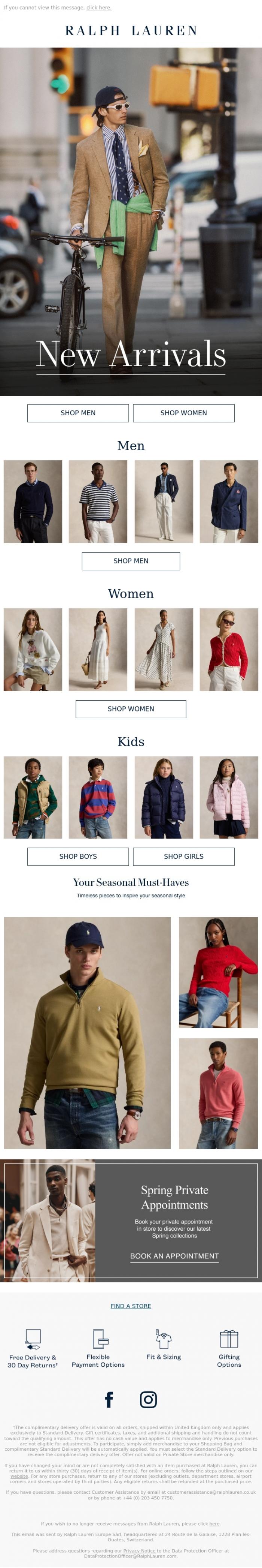 Email Design Inspiration from Ralph Lauren UK, New Season, New Styles&nbsp;