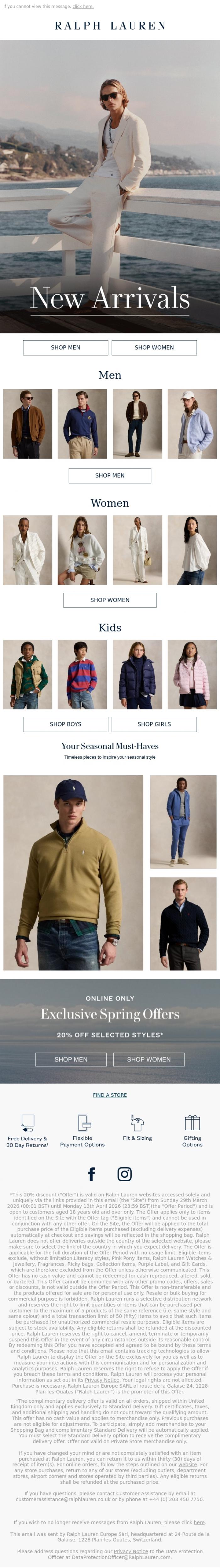 Email Design Inspiration from Ralph Lauren UK, Reimagine Spring with Our New Arrivals