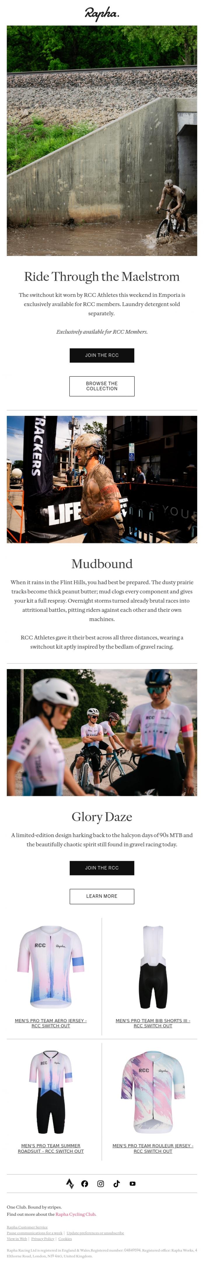 Email Design Inspiration from Rapha, Embracing the chaos at Unbound