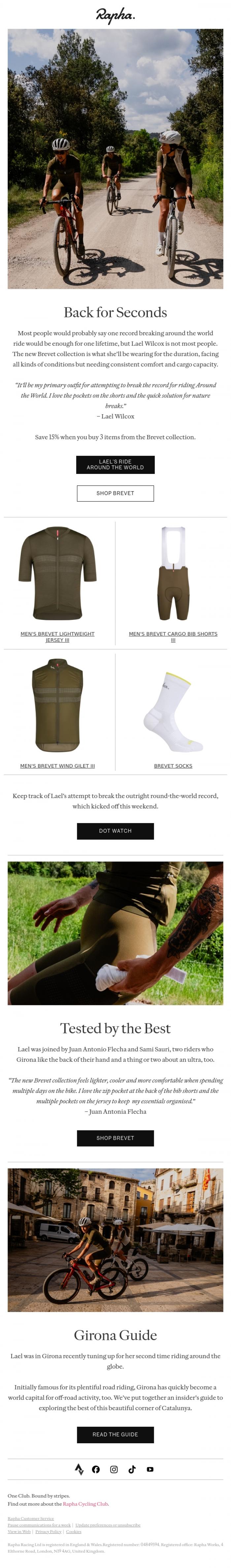 Email Design Inspiration from Rapha, New Colourways for the Brevet Collection