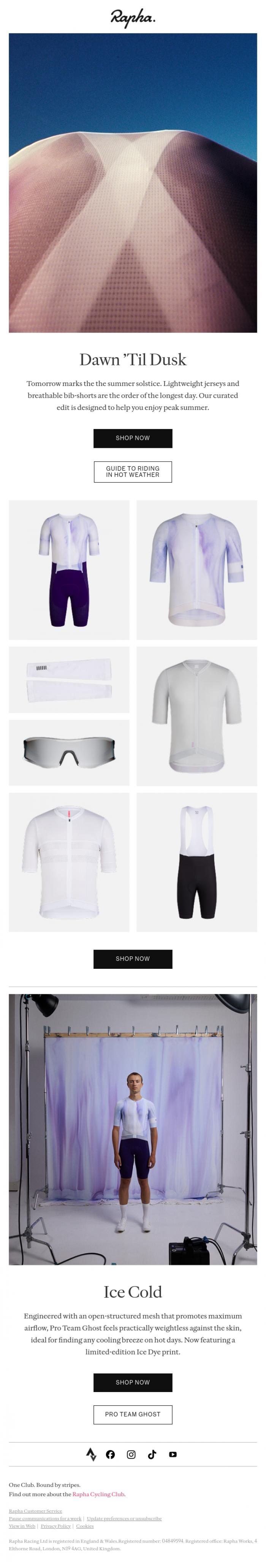 Email Design Inspiration from Rapha, The Summer Edit