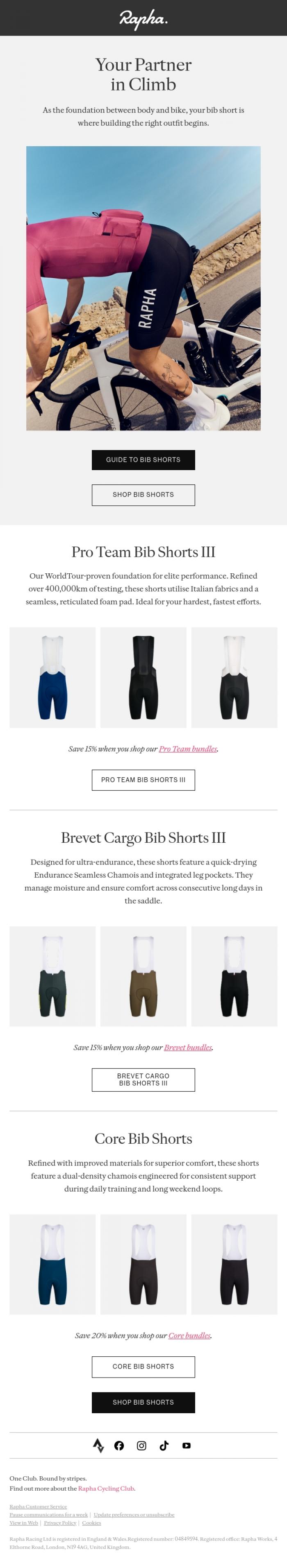 Email Design Inspiration from Rapha, Stay cool in the saddle this summer