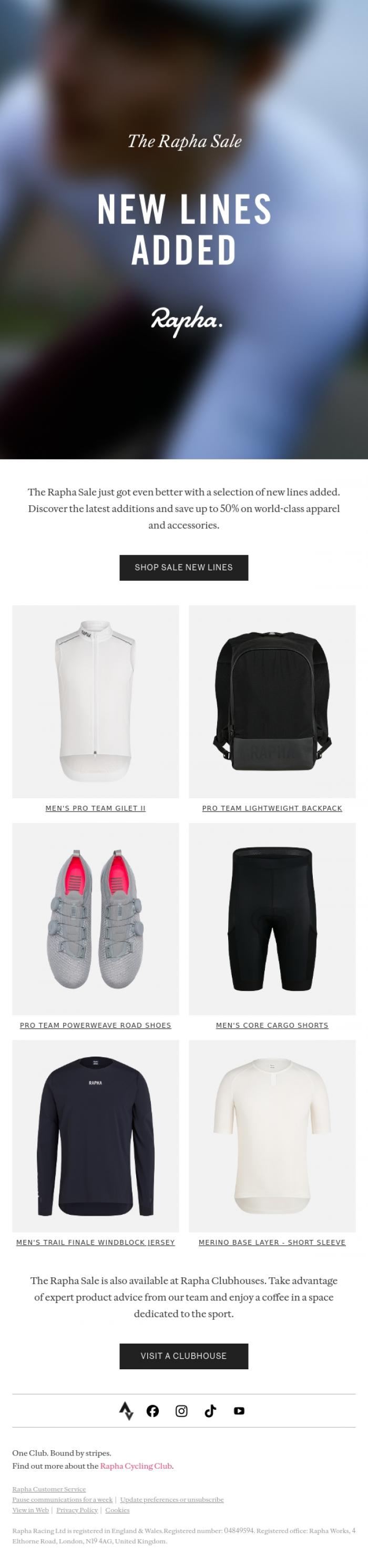 Email Design Inspiration from Rapha, New Lines Added to the Rapha Sale