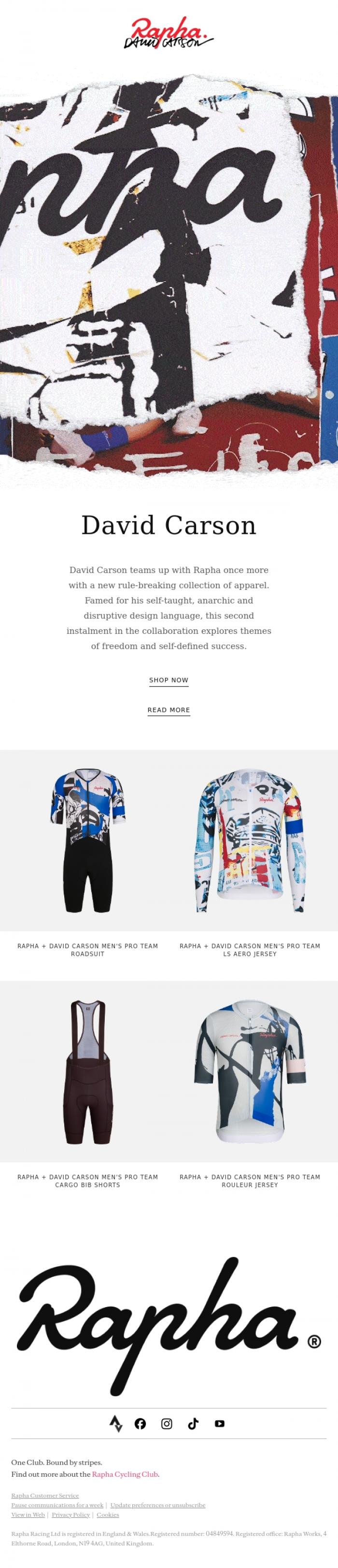 Email Design Inspiration from Rapha, Rapha + David Carson