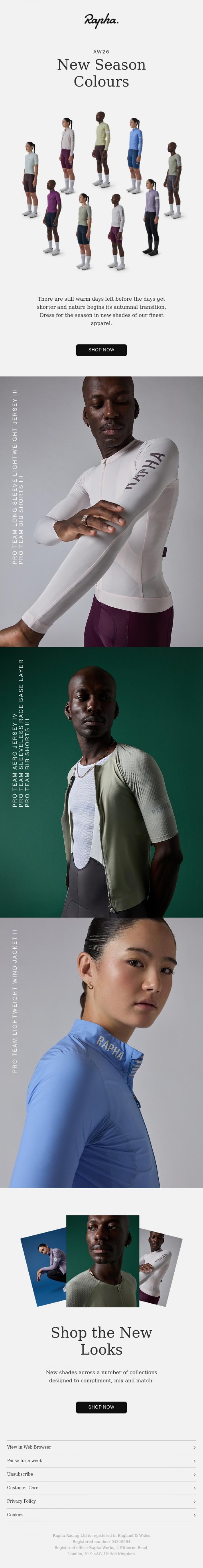 Email Design Inspiration from Rapha, Autumn Shades Have Arrived
