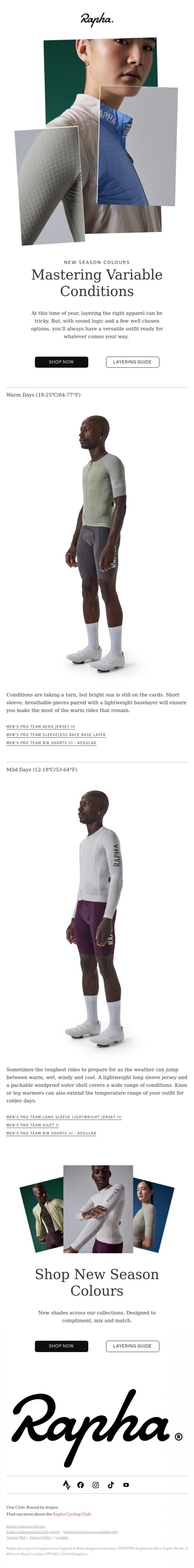 Email Design Inspiration from Rapha, Autumn Shades Have Arrived
