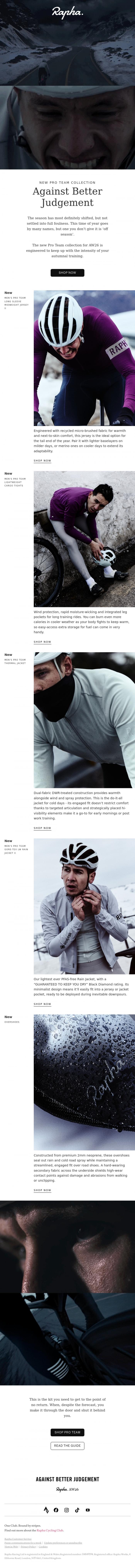 Email Design Inspiration from Rapha, New Rapha Pro Team AW26