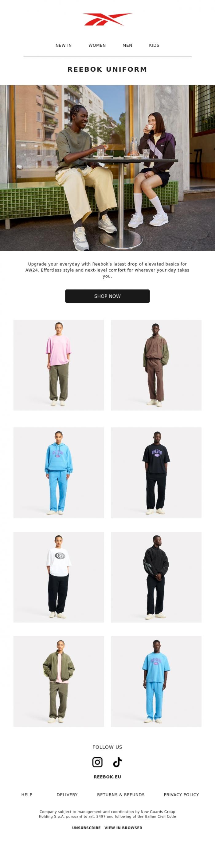 Email Design Inspiration from Reebok, Your AW24 Uniform