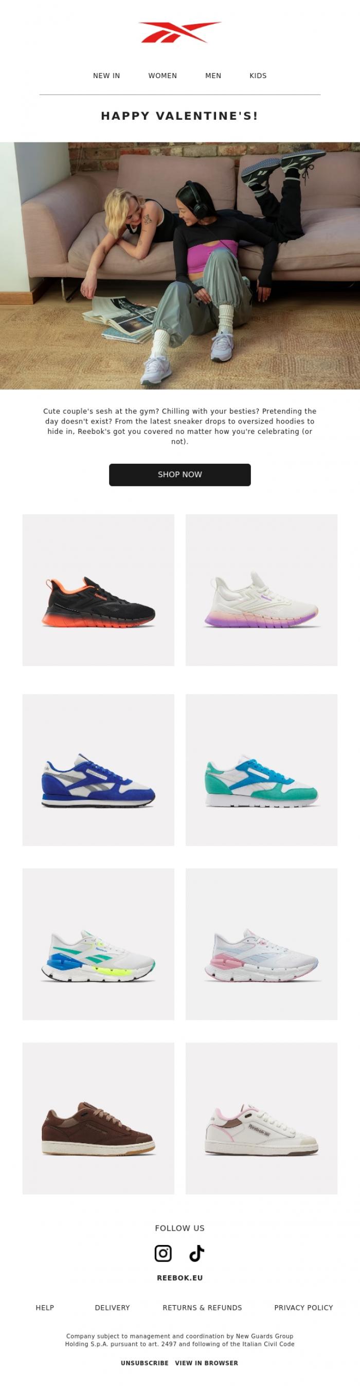 Email Design Inspiration from Reebok, Happy Valentine's Day From Reebok!