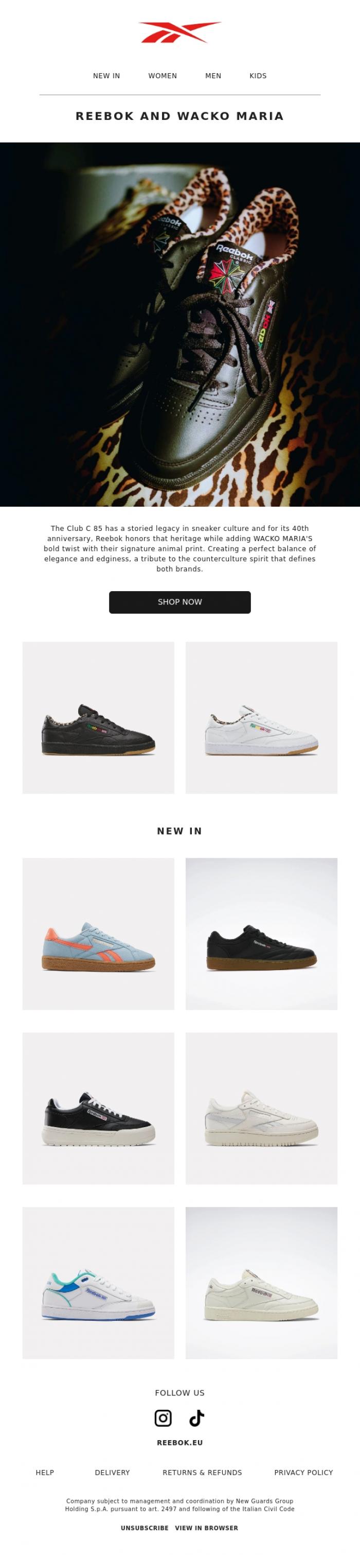 Email Design Inspiration from Reebok, Reebok and WACKO MARIA