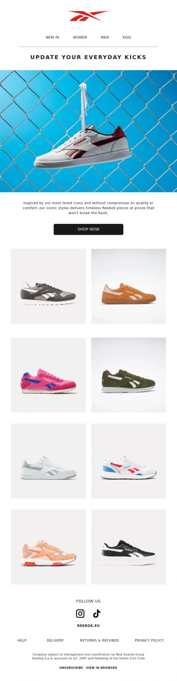 Email Design Inspiration from Reebok, Update Your Everyday Kicks
