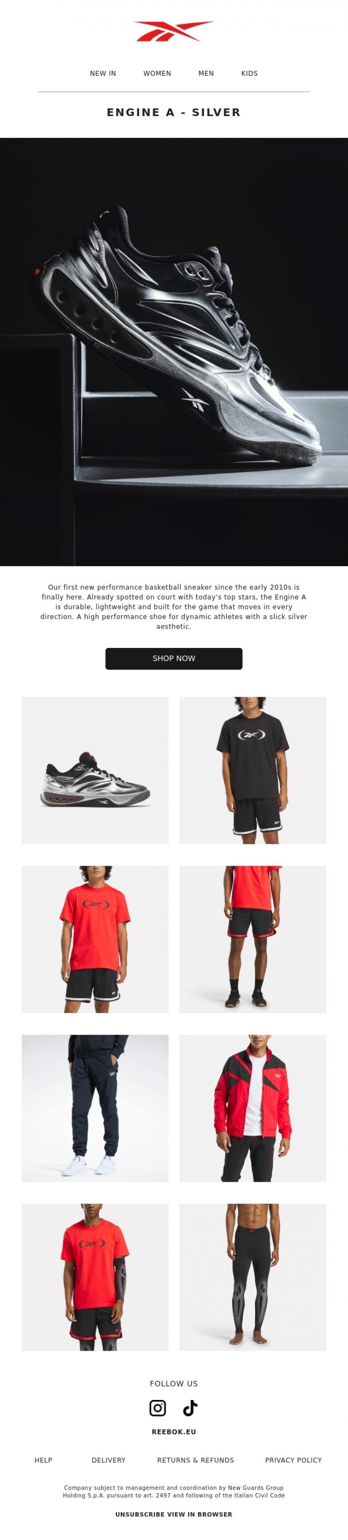 Email Design Inspiration from Reebok, The Engine A Basketball Shoe