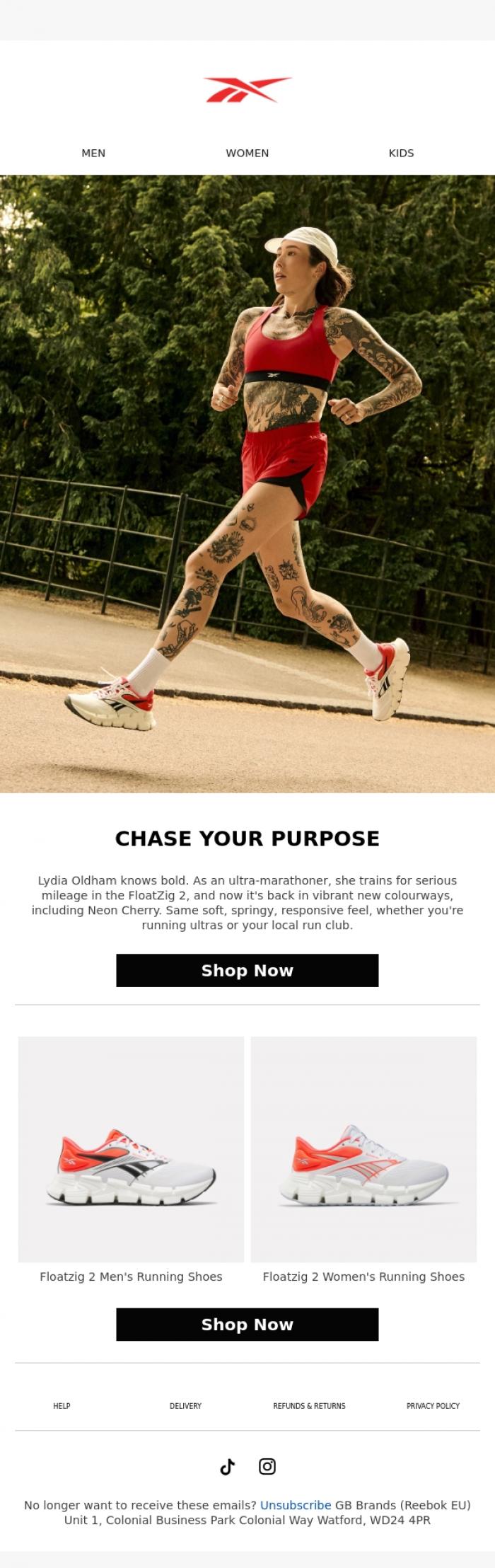 Email Design Inspiration from Reebok EU, JUST DROPPED: All-New FloatZig 2