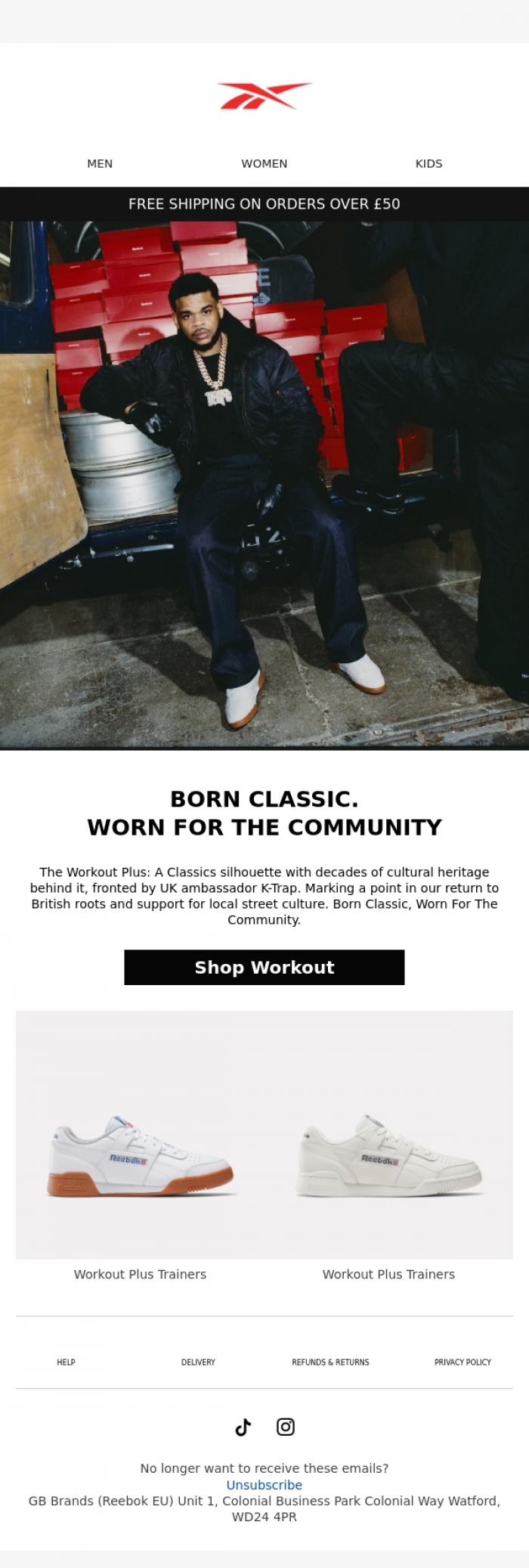Email Design Inspiration from Reebok EU, Reebok x K-Trap: Presenting 'The Give Back'