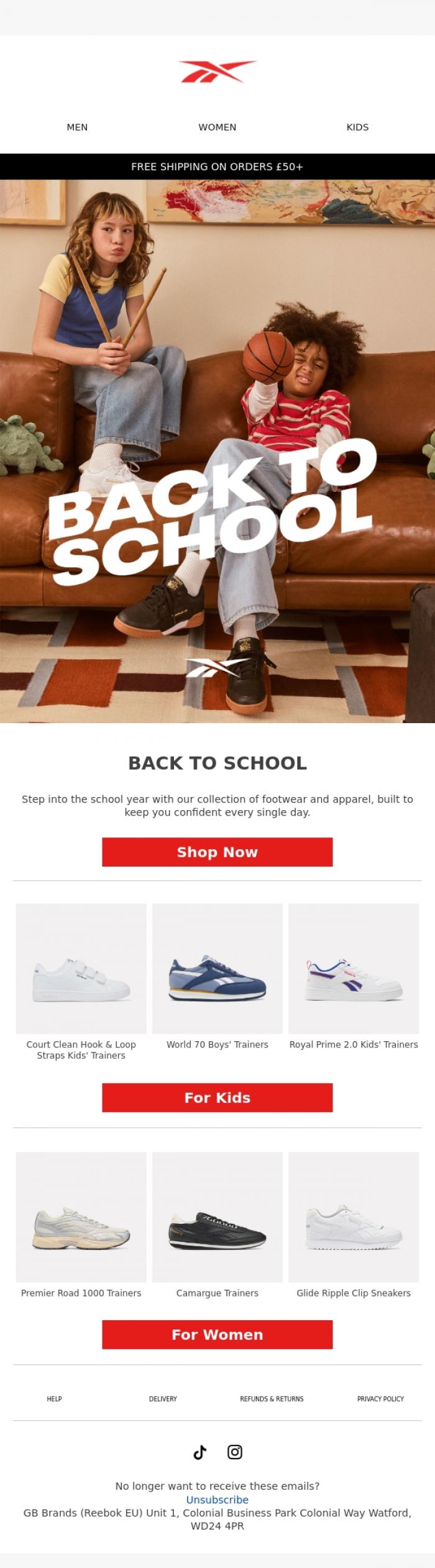 Email Design Inspiration from Reebok EU, Back To School Starts Now