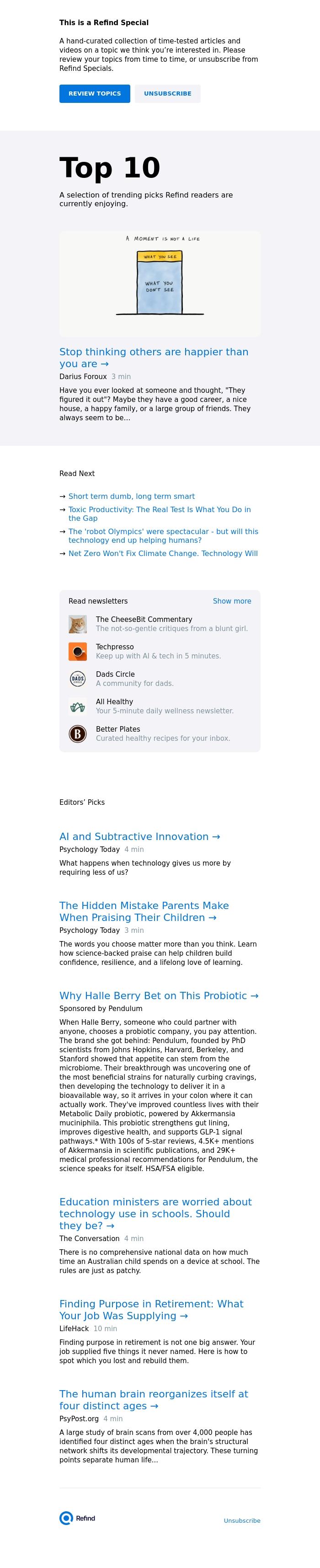Email Design Inspiration from Refind, Top 10