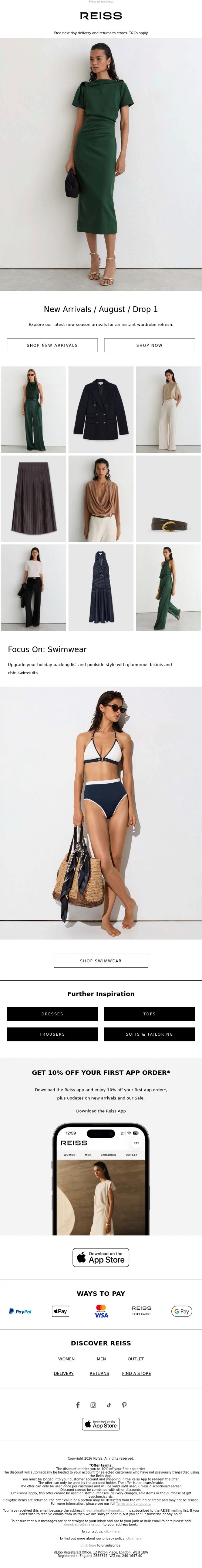 Email Design Inspiration from REISS, Your Invite to Newness