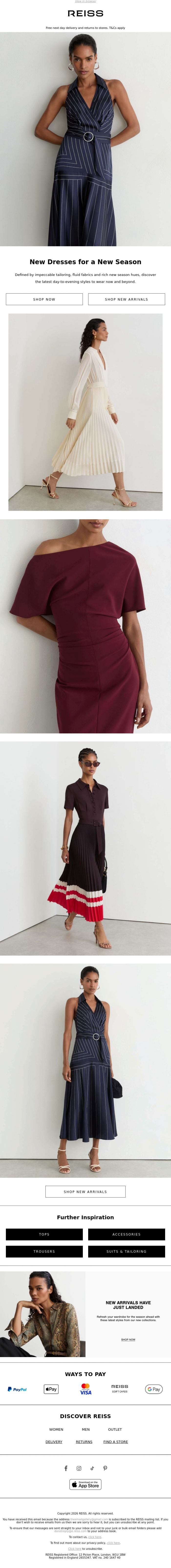 Email Design Inspiration from REISS, New Dresses for a New Season