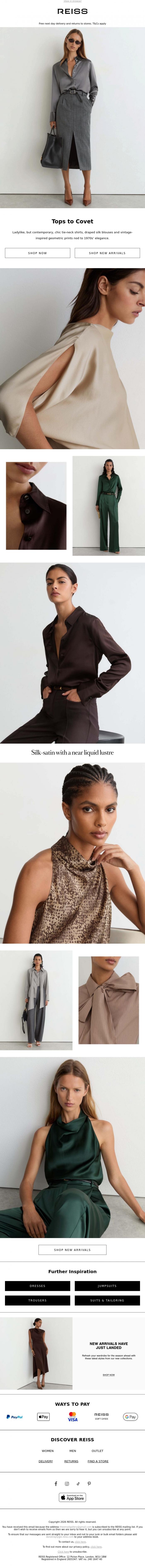 Email Design Inspiration from REISS, New season tops to wear now