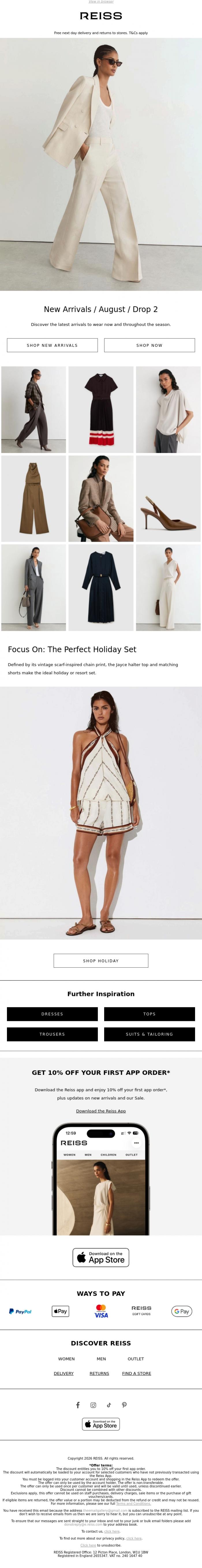 Email Design Inspiration from REISS, New-In Styles for Now