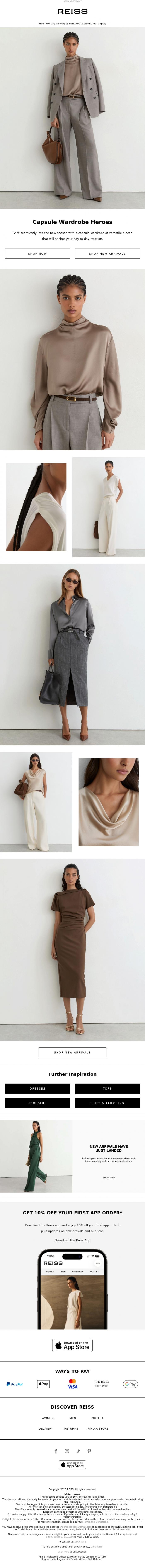Email Design Inspiration from REISS, Your New Season Capsule Wardrobe