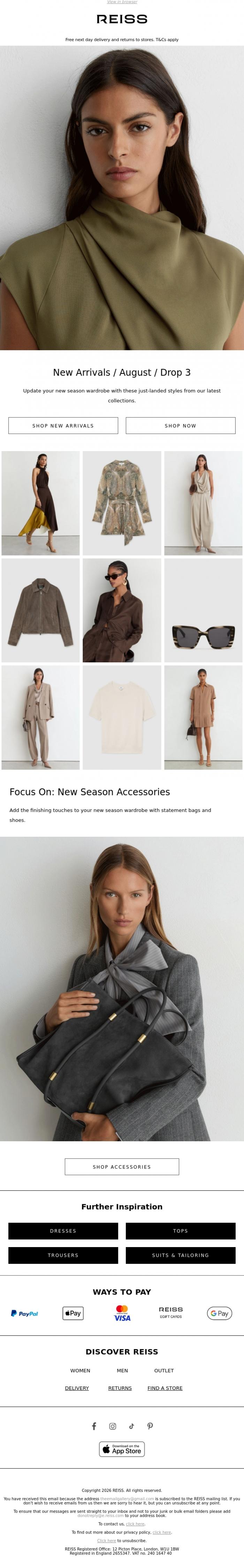 Email Design Inspiration from REISS, Your Invite to Newness