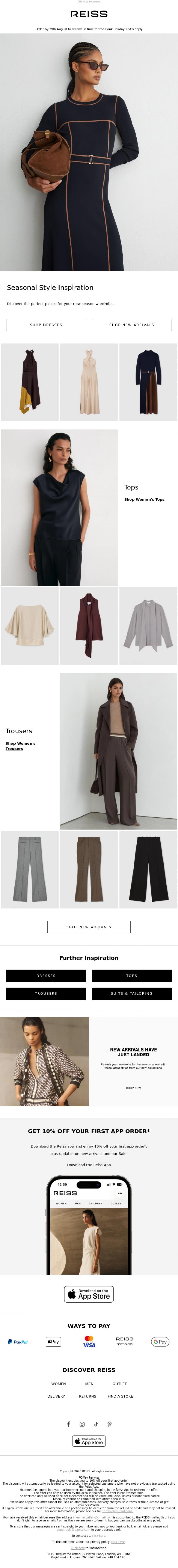Email Design Inspiration from REISS, Seasonal Style Inspiration