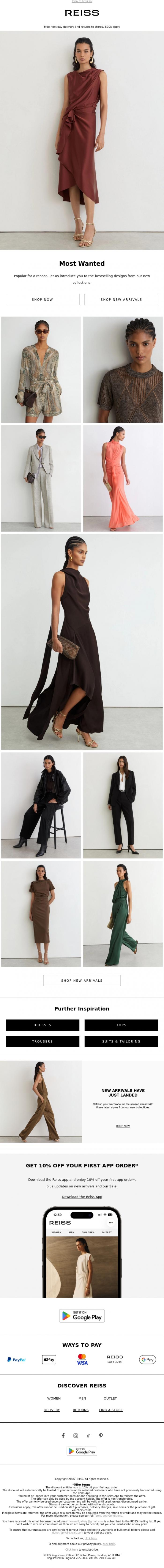 Email Design Inspiration from REISS, This week's most wanted pieces
