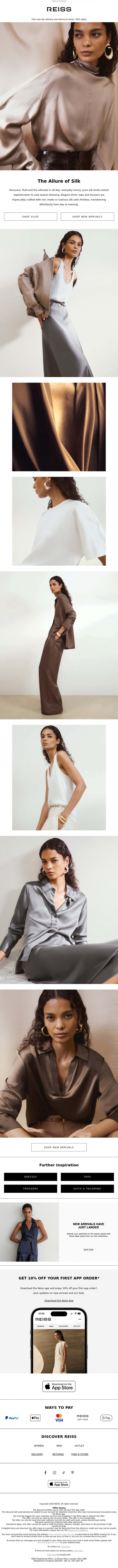 Email Design Inspiration from REISS, The allure of silk for every day