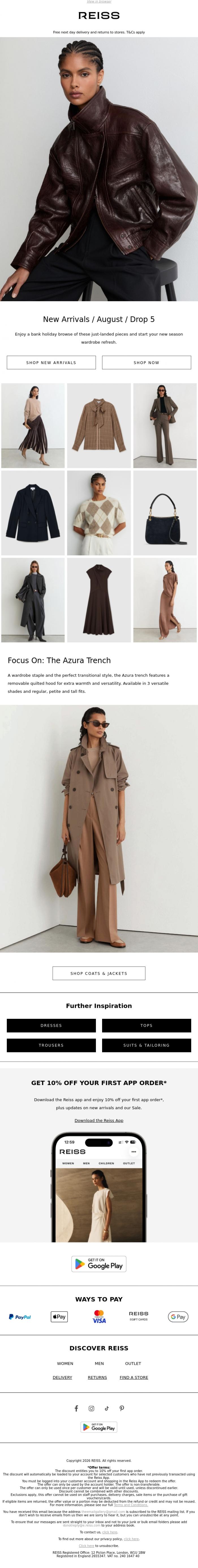 Email Design Inspiration from REISS, New Week, New Arrivals