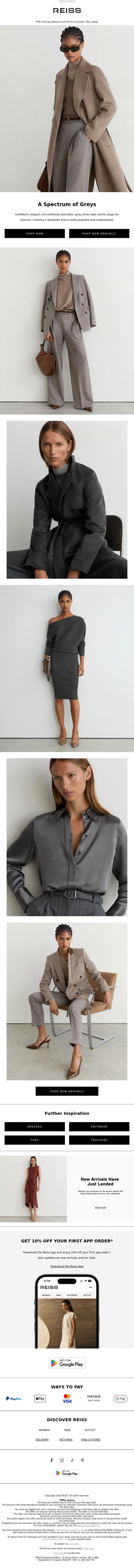 Email Design Inspiration from REISS, Trending | Grey Tones