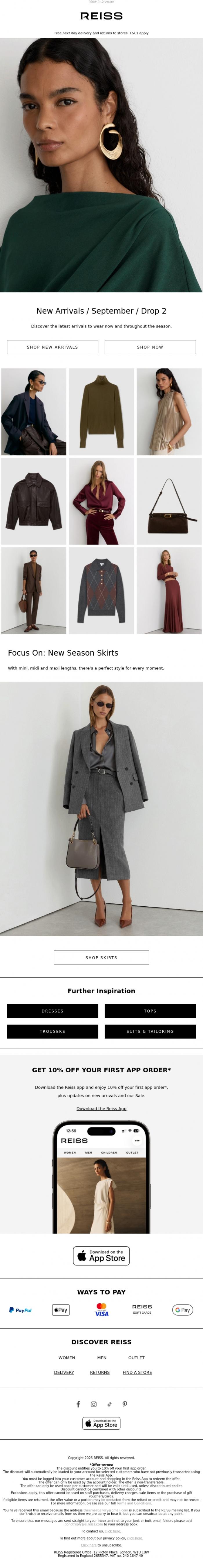 Email Design Inspiration from REISS, New-In Styles for Now