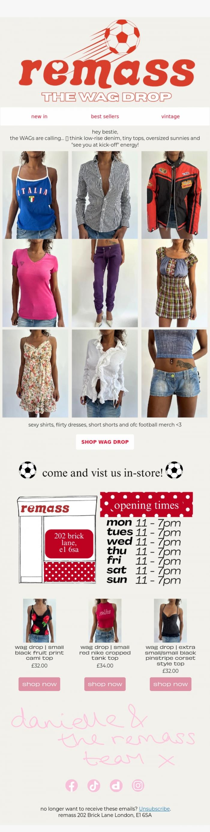 Email Design Inspiration from remass, she's in her WAG era 💋
