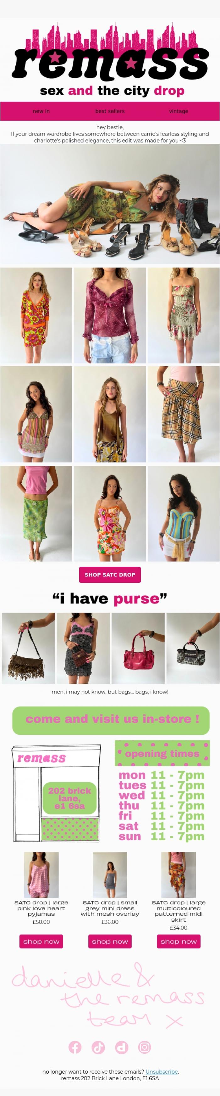 Email Design Inspiration from remass, the SATC drop