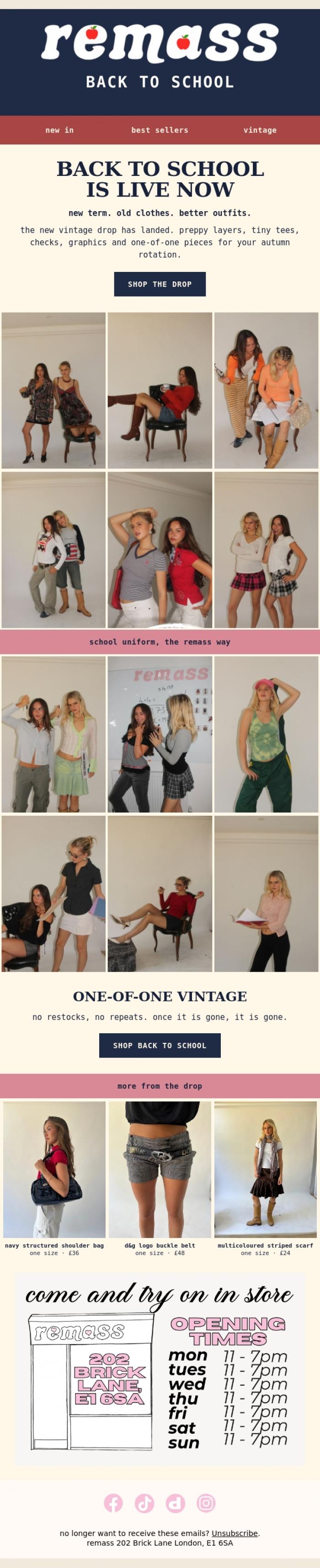 Email Design Inspiration from remass, NEW IN: back to school vintage