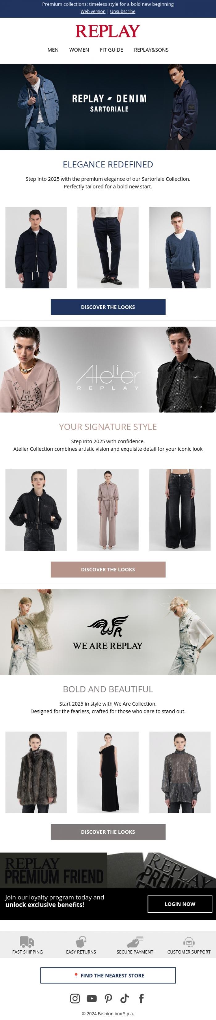 Email Design Inspiration from REPLAY Online Shop, 2025 Deserves Your Best Look ✨