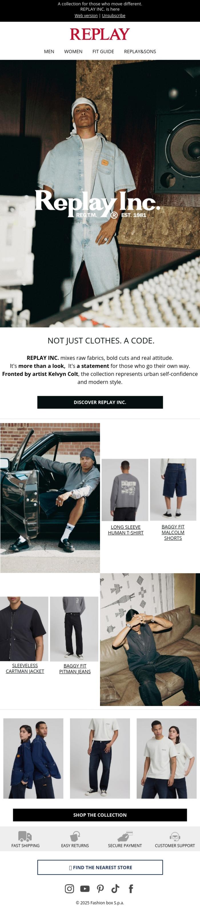 Email Design Inspiration from REPLAY Online Shop, Meet REPLAY INC. with Kelvyn Colt