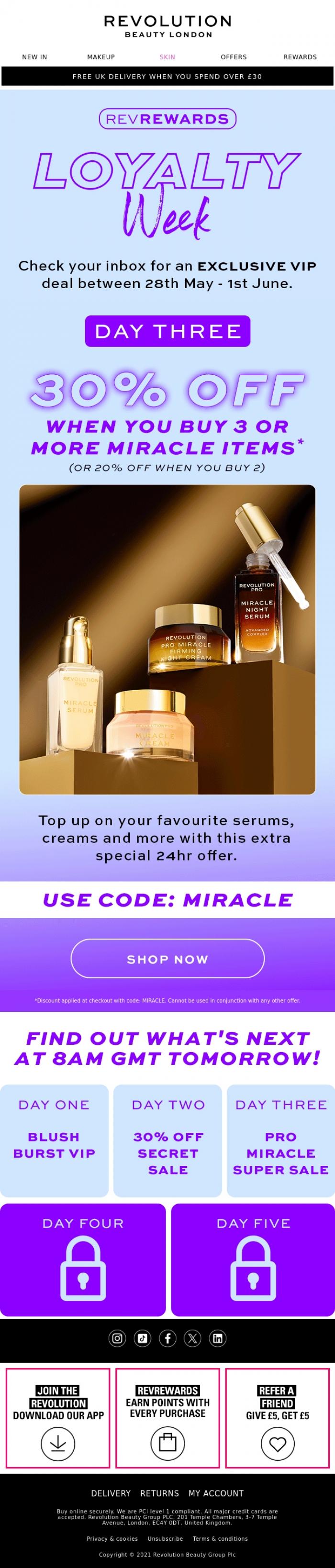 Email Design Inspiration from Revolution Beauty, Pro Miracle payday 🎉